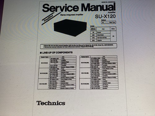 Technics x120 service - su-x120,