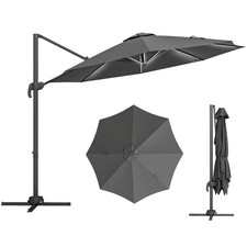 Outsunny Ombrellone a Braccio per Giardino Terrazza con Luci LED