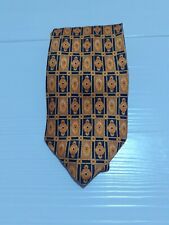 Marco Valenza cravatta tie 100% seta silk oro geometrico giallo blu necktie A296