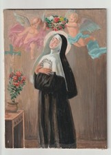 QUADRO DIPINTO AD OLIO E TEMPERA PIERO MONTI S. RITA CM. 24 X 17,5 CIRCA