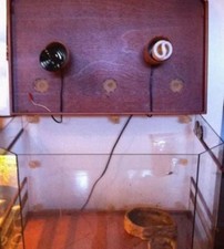 Teca per rettili in legno e vetro (aperture laterali) con luce e riscaldamento