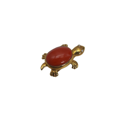 Spilla tartaruga corallo - tartaruga, corallo,