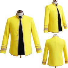 Uomo Aperto Davanti Giallo Abito Giacca Smoking Festa Ballo Cappotto Top