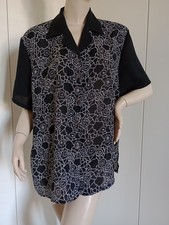 CAMICIA CAMICETTA BLUSA DONNA FANTASIA NERO NEWORLD LEGGI LE MISURE TAGLIE FORTI