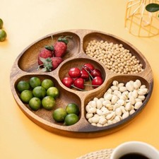 Vassoio Separato Piatto Frutta Creativo Piatti Snack Vassoi Legno Stile Giapponese Massello