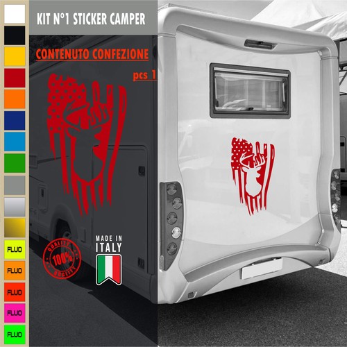 Adesivi camper cervo bandiera - adesivi,
