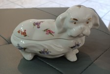 Cofanetto porta oggetti cane in porcellana francese Papillon