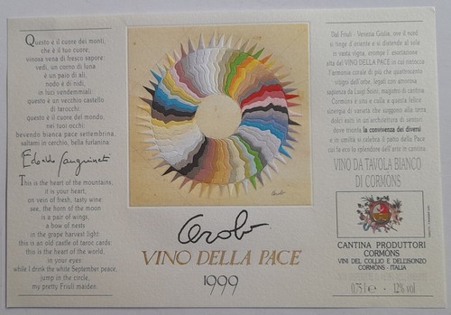 Etichetta vino pace 1999 - pace, mario