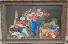 Dipinto natura morta con cornice 103 X 69, floreale frutti, fiori