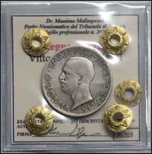 Regno d'italia 5 Lire 1926. Rara qSPL moneta argento Vittorio Emanuele Sigillata