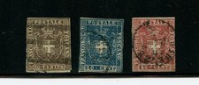 Italia-Toscana #18-20 (I176) Stemma, 1860, wmk 184, usato, FVF, CV$502,50
