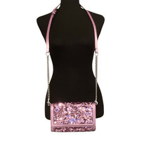 Coach Sequined Flap Clutch Crossbody Lilac Bag/Clutch