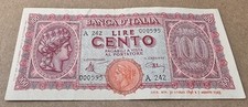CENTO 100 LIRE ITALIA TURRITA NUMERI BASSI LUOGOTENENZA