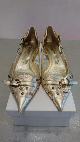 Golden décolleté low - , heels