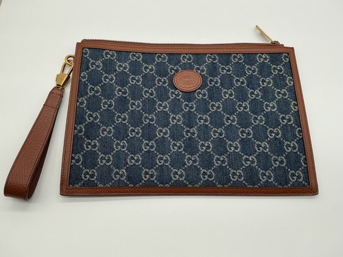 Gucci denim delave pouch - gg,