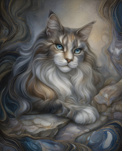 Stampa gatto argento occhi