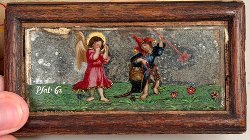 Antico quadro miniatura angelo