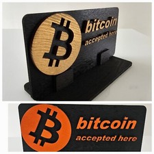 BTC Accepted Here Sign – 3D Premium Wooden Crypto Business Display