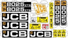 JCB 8025 ZTS Mini Escavatore Escavatore Micro Tombe Adesivi Set Decalcomanie