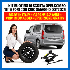 ?Kit Ruotino Scorta Opel Combo 16” 5 Fori Con Cric Gratis DOT2025 ?