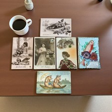 Lotto 6 Antiche Cartoline Pesce D’aprile Anni 30 40 Rare Francesi