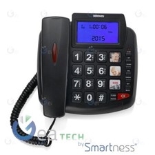 BRONDI BRAVO 90 LCD TELEFONO FISSO FASCIA SENIOR TASTI GRANDI VIVAVOCE NERO