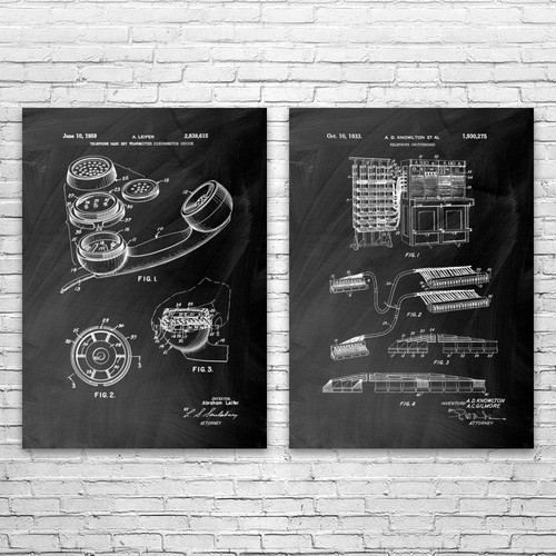 Telefono brevetto wall art set - brevetto,