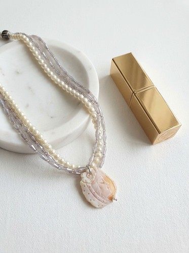 Collana multifilo con cammeo - collana,