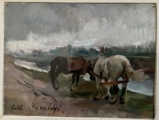 CARLO CHERUBINI PITTORE ANCONA 1897 VENEZIA 1978 QUADRO OLIO SU TAVOLA CM 11X8,5