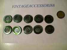 10 BOTTONI VINTAGE SET CAPPOTTO RESINA VERDE MADREPERLATO DIAMETRO 2,7 CM