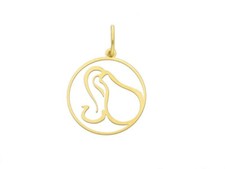 CIONDOLO IN ORO GIALLO 18K, SEGNO ZODIACALE ACQUARIO, DIAMETRO 15 MM