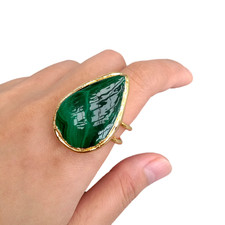 Anello Placcato Oro Malachite