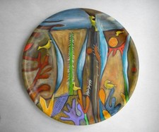 Piatto in terracotta dipinto a mano diametro 30cm - complemento d'arredo arte