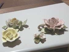 4 fiori vintage in ceramica di
