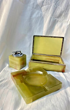 Set da fumo Ronson in onice anni '70 Scatola portasigarette accendino posacenere