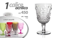 FLUTE ACRILICO Calice Acqua BICCHIERE GAMBO VINO Cocktail Drink ASSORTITO 450ML