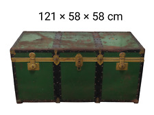 Baule antico in legno grande cassapanca contenitore vintage forziere da viaggio