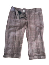 INTREND Pantalone donna pants trousers Capri Marrone Misto Lana Quadretti Tg 42