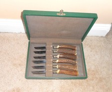 Set 6 coltelli vintage Franz Gude Solingen Germania manico cervo con custodia