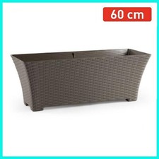 FIORIERA VASO RETTANGOLARE RATTAN CASSETTA IN PLASTICA BALCONE BALCONIERA 60cm