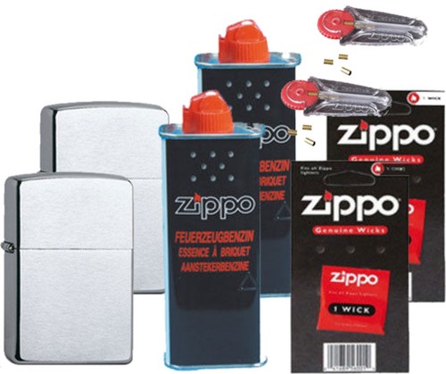 Zippo cromo spazzolato set - x,