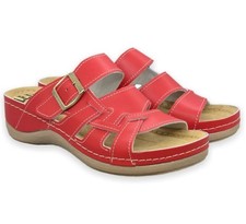 Pantofole Donna Pelle Salubre Scarpe LEDI Anatomic Rosso G37 Modello 409 N24H5A