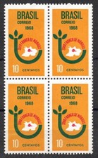 RHM:BR C-591 1968 Brasile CRIAÇÃO DA ZONA FRANCA DE MANAUS blocco 4 francobolli