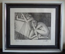 Ercole Sibilla quadro acquaforte 25x33 Penitenti su Bolaffi 1977 esemplare 4/30