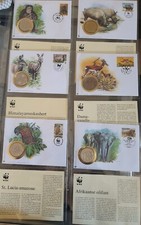 Medaglie/Token WWF FDC/UNC+francobolli