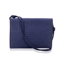 Autentica borsa a tracolla o pochette Fendi vintage in raso blu con cuciture