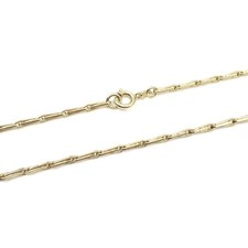 Collana in oro 14 kt 61 cm forma di granello d'avena oro giallo 585 catena gi...