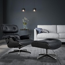 Poltrona lounge ebano sedia e pouf pelle grana superiore lounge chair e sgabello
