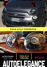 0342⭐FARI ANTERIORI ADATTO PER FIAT500 look brabus 07-15LENTICOLARI NERI TUNING⭐