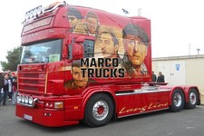 LKW Foto Scania R580 Longline Zugmaschine Frankreich rot longline Les Gra #j3ps